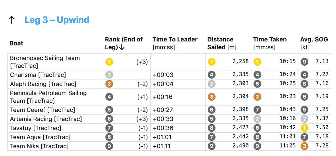 Fleet Race Report Screenshot